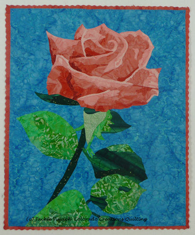 Single rose art quilt patternby available from Colorado Creatioins Quilting