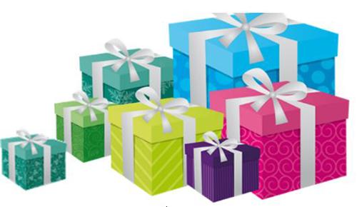 birthday packages in bright colors