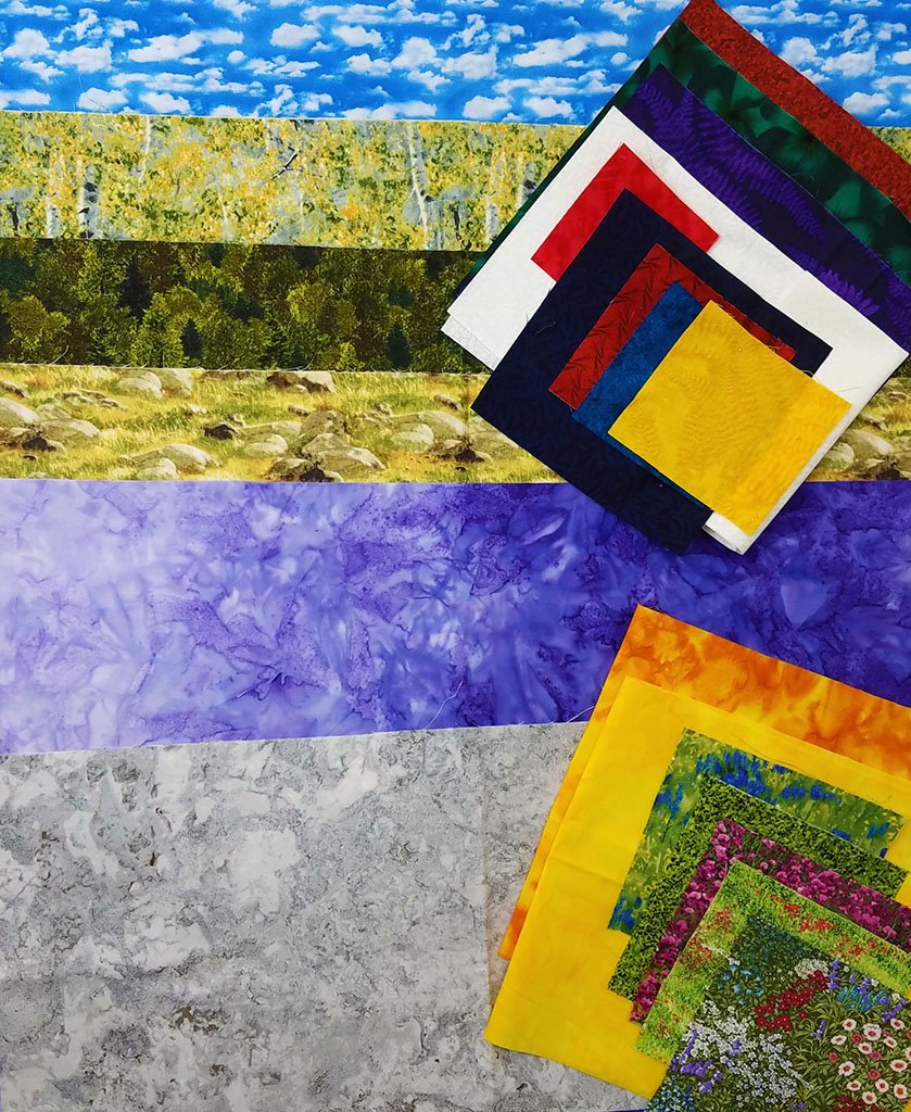 Quilt Kit quality cotton prints and batiks for Soaring Over Rockies