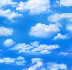 Large puffy clouds in a vivid blue sky.  Cotton print by Elizabeth Studios can be found at Colorado Creatioins Quilting