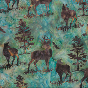 Custom printed batik fabric  featuring nature like wildlife, flowers, trees available at Colorado Creations Quilting