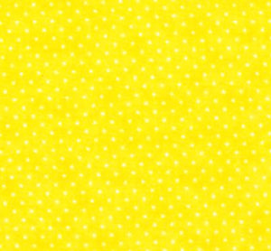 This cotton fabric features small white polkadots on yellow. 