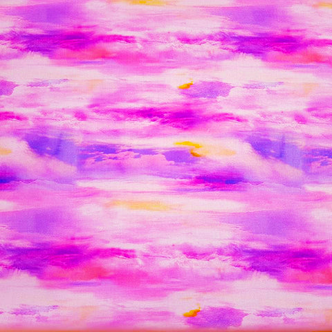 lilac sky in a water-color style cotton fabric