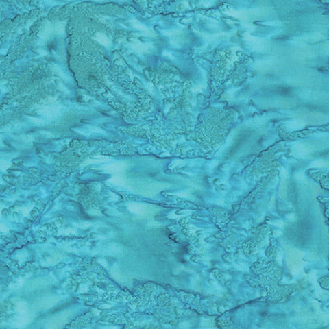This batik fabric features a medium tonal aqua/turquoise color. 