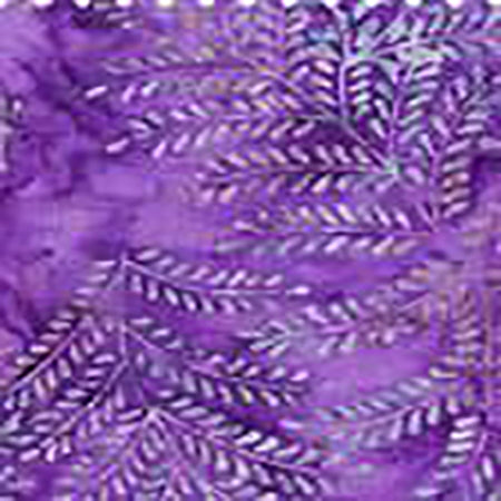 This vibrant purple batik features fern branches