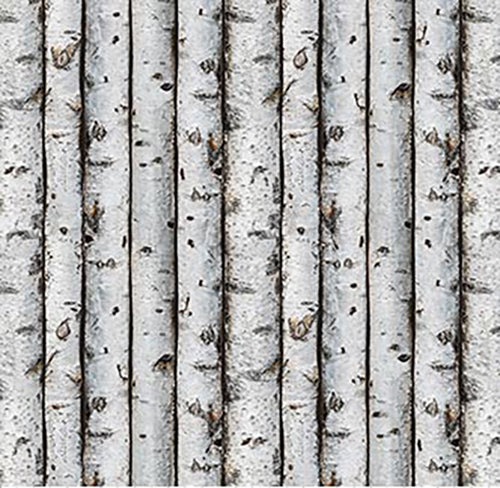 This cotton fabric features  packed aspen or birch tree trunks 