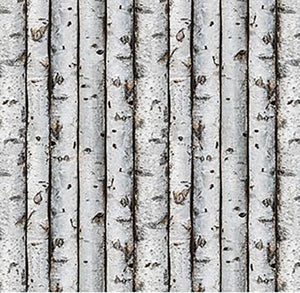 This cotton fabric features  packed aspen or birch tree trunks 