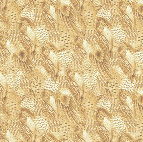 This fabric features packed feathers in shades of tan. Available at Colorado Creations Quilting