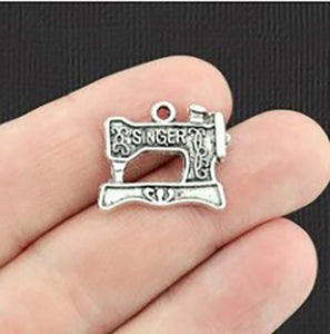 metal sewing machine charm in silver