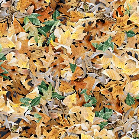 Packed Fall Leaves Cotton Fabric by Quilting Treasures
