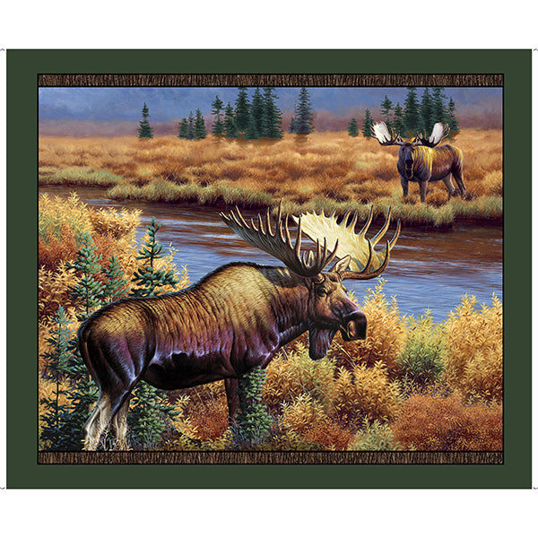 ま*や様 moose room works polyester cotton t Magnificent Moose Cotton Fabric Panel | Quilting Treasures