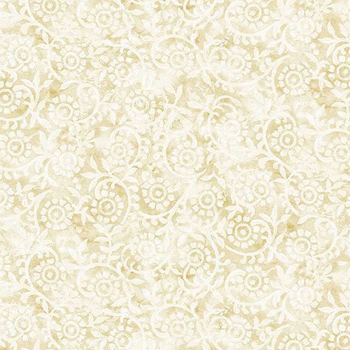 This cream tonal cotton fabric features nautilus  shell images
