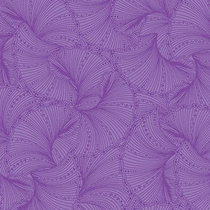 This fabric features tonal purple fans
