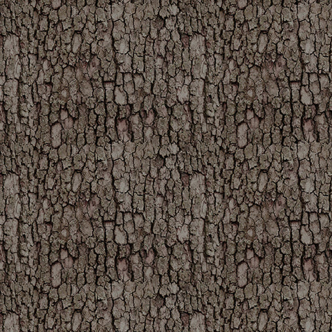 This cotton fabric features brown bark