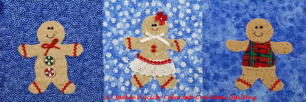Sugar & Spice quilt pattern row shows gingerbread people available at CCQ