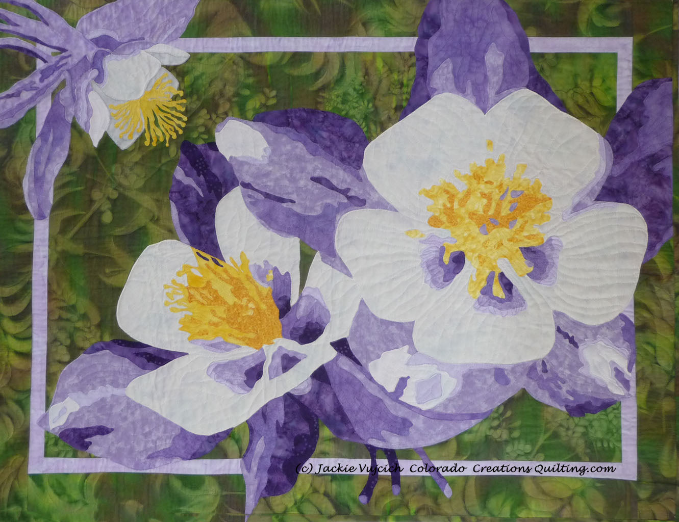 Colorful Columbines art quilt pattern by Colorado Creations Quilting