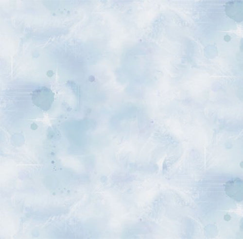 This cotton fabric in shades of light blue, gray and white give the appearance of snow. 