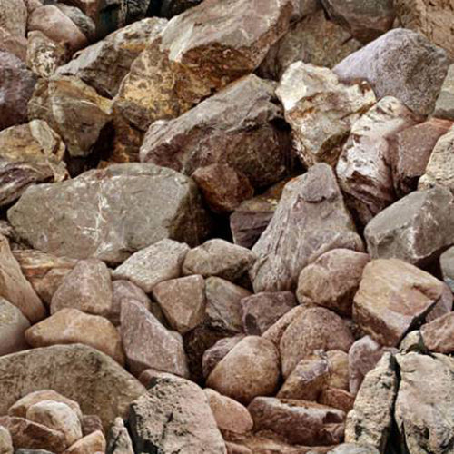 This cotton fabric features packed rocks in shades of brown, gray and black.  Available at Colorado Creations Quilting