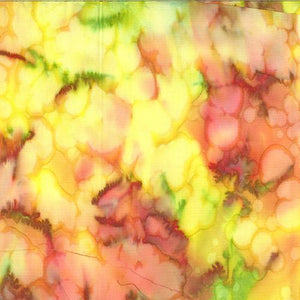 Mottled  Yellows, Greens and Reds Batik Cotton Fabric available at Colorado Creations Quilting