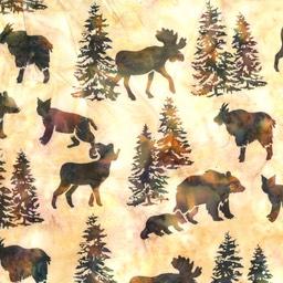 big horn sheep, moose, bears and mountains lions on a cream background
