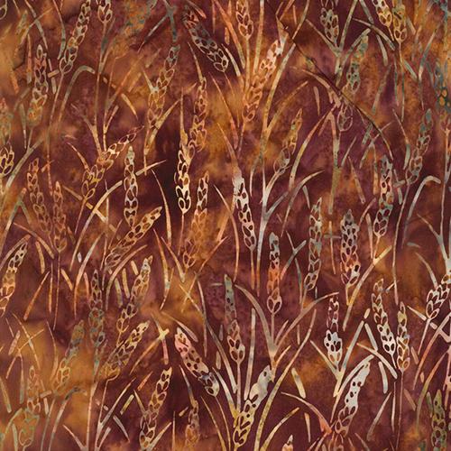 Images of wheat on brown background by Hoffman Fabrics