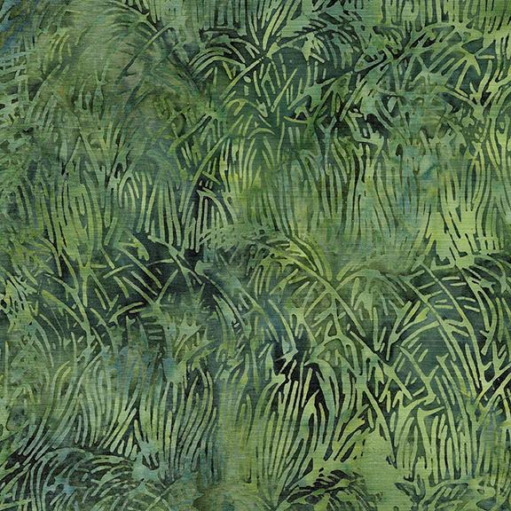 This deep green tonal fabric features blades of grass images by Island Batiks. Available at Colorado Creations Quilting