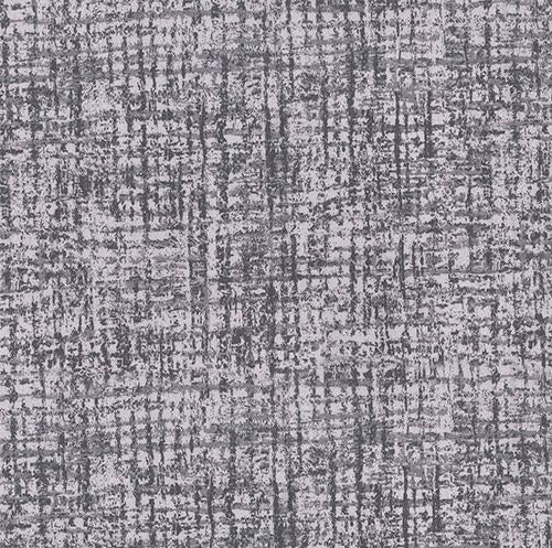 Gray geometric cotton fabric reminds one of window screens with a splash of metallic silver