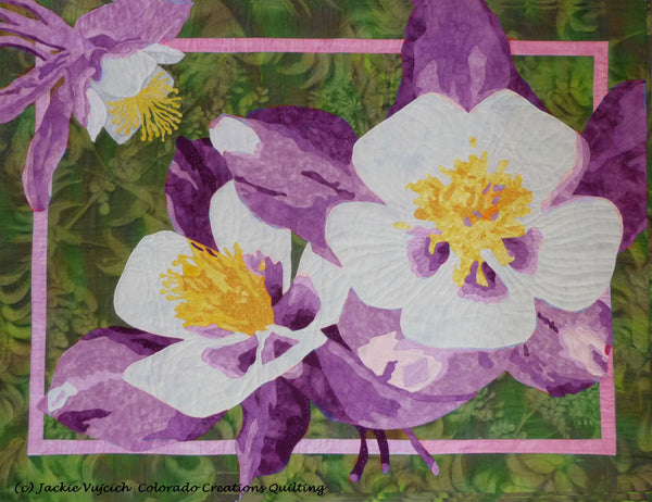 Colorful Columbines fabric quilt kit by Colorado Creations Quilting