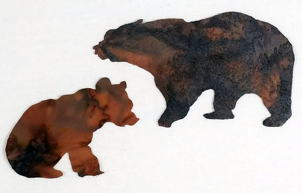 laser cut mom and baby brown bears