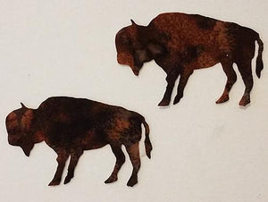  laser cut pair of bison (buffalo) on brown batik fabric available at Colorado Creations Quilting