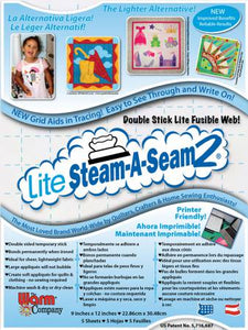 Package front of Lite Steam a Seam 2; a light fusible web for crafting