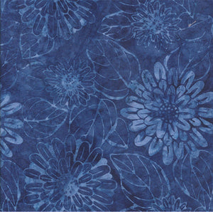 Large Flowers on Sailor Blue Batik Cotton Fabric by Marcus Fabrics