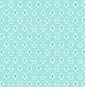 White Crosshatch on Turquoise Cotton Fabric