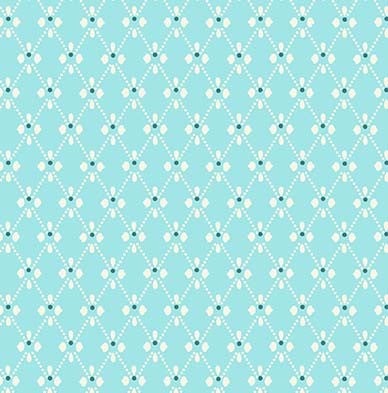 White Crosshatch on Turquoise Cotton Fabric