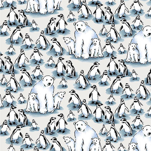 This cotton fabric features adorable penguins and polar available at Colorado Creations Quilting.