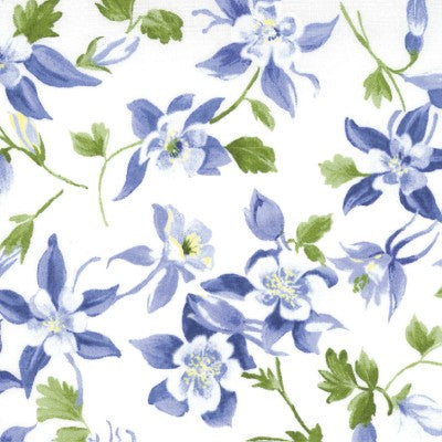 Columbine Flowers on White Available at Colorado Creations Quilting