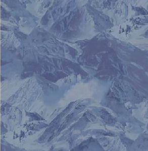 This cotton fabric features Blue Mountain Ranges