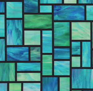 digitally printed stained glass looking tiled cotton fabric is available at Colorado Creations Quilting