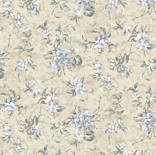 Floral Taupe Cotton Fabric