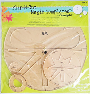 Clear acrylic templates in the form of circles, flowers, stars used to trace and cut shapes for crafting and quilting