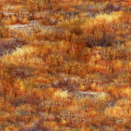 Rust-colored grass  cotton fabric by Quilting Treasures