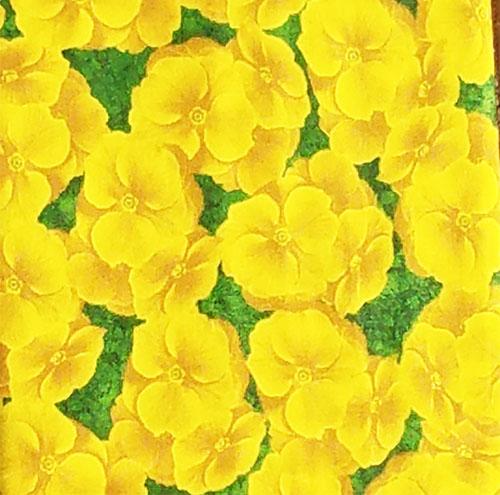 packed yellow primrose flowers cotton fabric