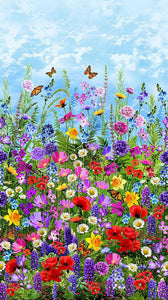 This digitally printed fabric panel features a field of wildflower.