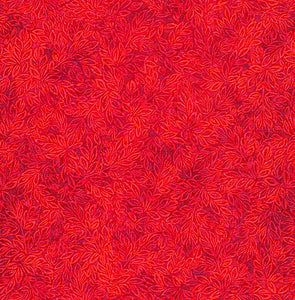 This tonal (reads as a solid color) cotton fabric features delicate small leaves in bright poppy-red coloring.