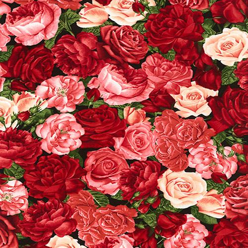 Brightly-colored roses in pink and red fabric available at Colorado Creations Quilting