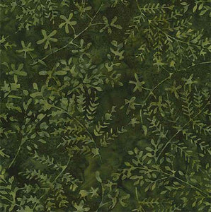 Forest Green Branches Batik Cotton Fabric