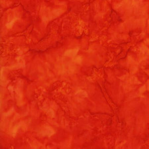 Mottled Poppy Orange Batik Cotton Fabric 