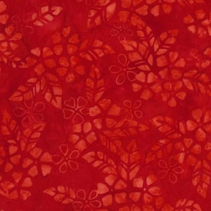 A scarlet red tonal fabric featuring blooming flowers. Available at Colorado Creations Quilting
