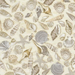 Images of cream-colored seashells.  Fabric available at Colorado Creations Quilting.