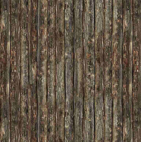 Brown Wooden Planks Barn Wood Cotton Fabric 